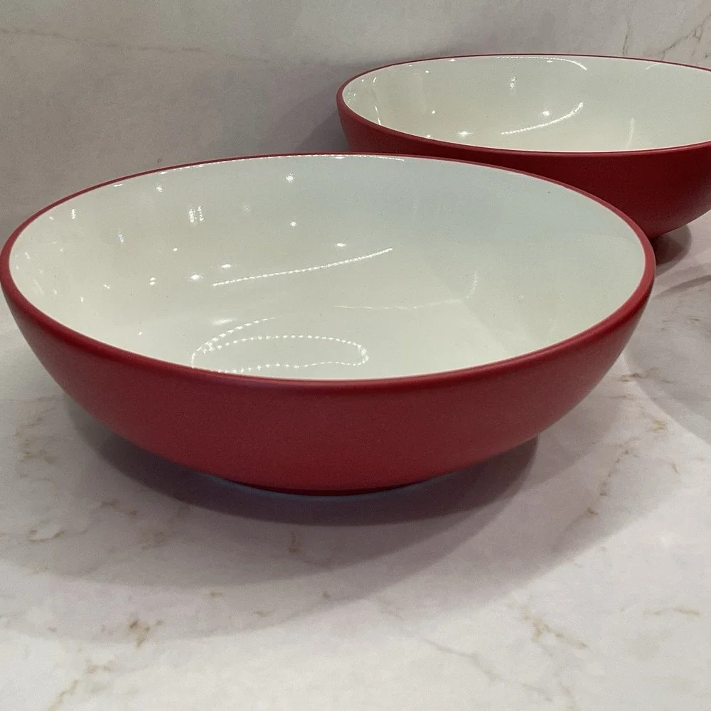 Noritake‎ Stoneware Colorware Cereal Bowls Set Of 3 Raspberry Red 8045